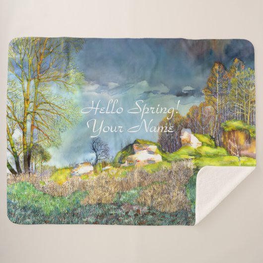 Couverture Sherpa Peinture d'orage de printemps Sherpa Blanket (Devant (Horizontal))
