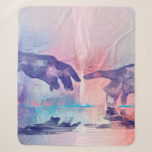 Couverture Sherpa Peinture fine, mains surréalistes peintes à la mai