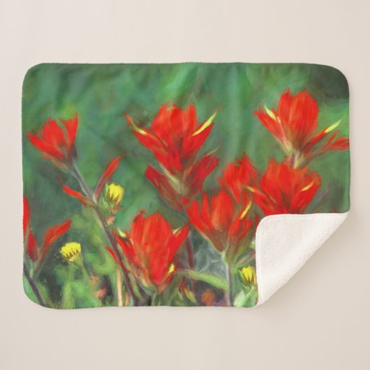 Couverture Sherpa Peinture indienne de pinceau - Art Fleur original (Devant (Horizontal))