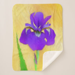 Couverture Sherpa Peinture Iris à pois pourpre - Chien original mign