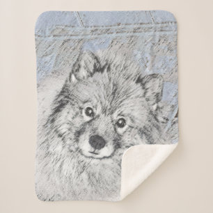 Couverture Sherpa Peinture Keeshond Beth - Joli art original chien