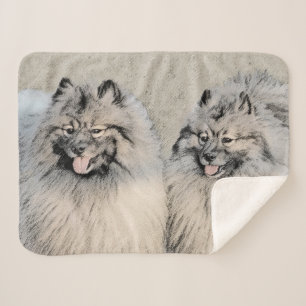 Couverture Sherpa Peinture Keeshond Brothers - Art Chien original