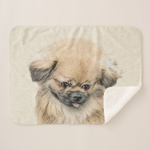 Couverture Sherpa Peinture Pekingese - Cute Original Chien Art
