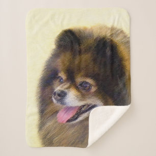 Couverture Sherpa Peinture Poméranienne Noir et Tan Art Chien origin