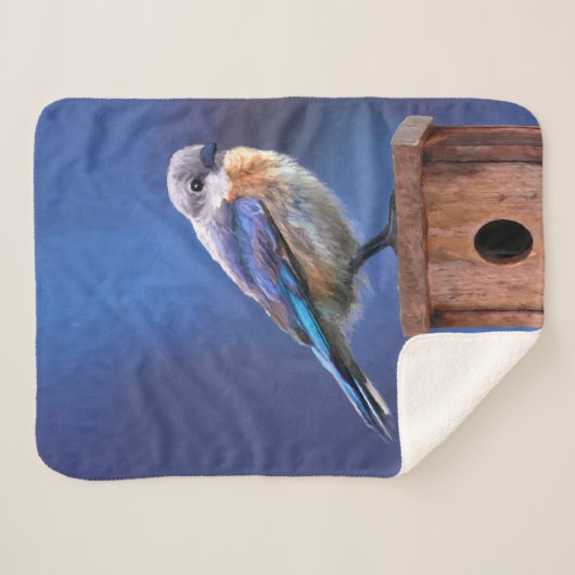 Couverture Sherpa Peinture pour oiseaux bleus (femelle) - Art origin (Devant (Horizontal))