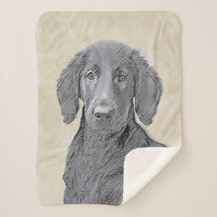 Couverture Sherpa Peinture Retriever à revêtement plat - Art Chien o
