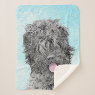 Couverture Sherpa Peinture russe Terrier noir - Chien original migno