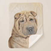 Couverture Sherpa Peinture Shar Pei - Cute Original Chien Art (Devant)