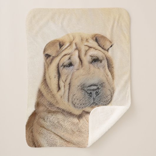 Couverture Sherpa Peinture Shar Pei - Cute Original Chien Art (Devant)