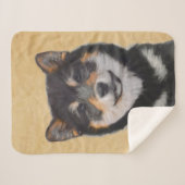 Couverture Sherpa Peinture Shiba Inu (Noir et Tan) - Art Chien (Devant (Horizontal))