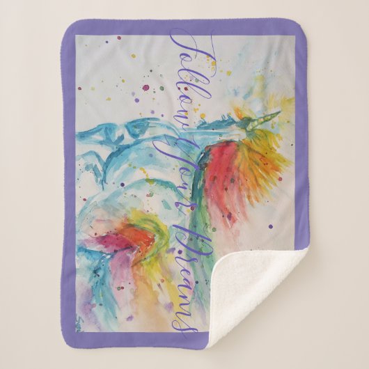 Couverture Sherpa Peinture Unicorne Suivez Vos Rêves Sherpa Blanket (Devant)