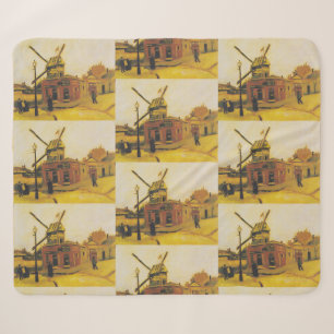 Couverture Sherpa Peinture vintage de Van Gogh Moulin à vent Paris