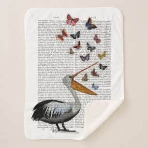 Couverture Sherpa Pélican et papillons