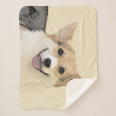 Couverture Sherpa Pembroke Welsh Corgi Peinture - Art Chien original (Devant)
