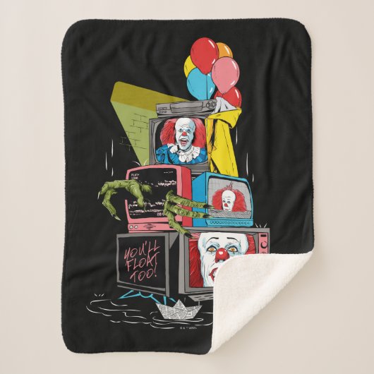 Couverture Sherpa Pennywise TV Stack classique - vous flotterez trop (Devant)
