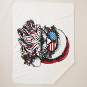 Couverture Sherpa Père Noël de Noël Patriotique/Américaine