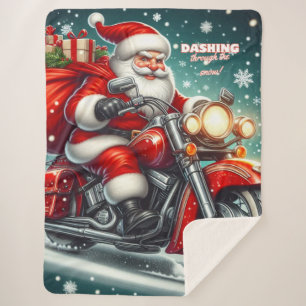 Couverture Sherpa Père Noël en moto