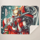 Couverture Sherpa Père Noël en moto (Devant (Horizontal))