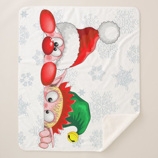 Couverture Sherpa Père Noël et Elf Cute et drôle Caractères Pékin (Devant)