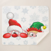 Couverture Sherpa Père Noël et Elf Cute et drôle Caractères Pékin (Devant (Horizontal))