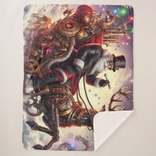 Couverture Sherpa Père Noël/Reindeer steampunk Noël/hiver (Devant)