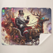Couverture Sherpa Père Noël/Reindeer steampunk Noël/hiver (Devant (Horizontal))