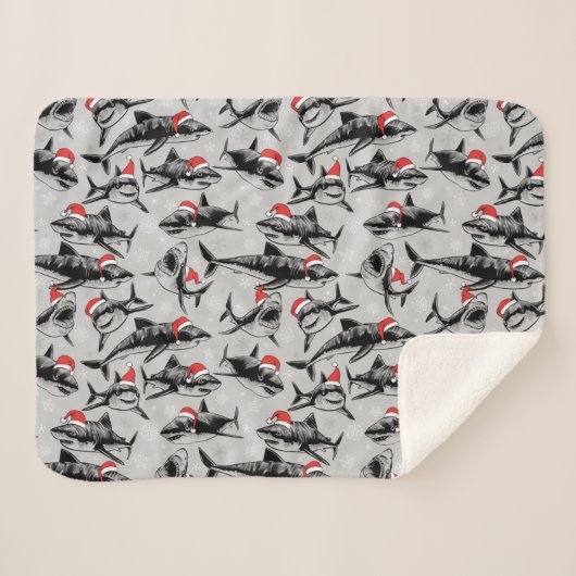 Couverture Sherpa Père Noël Shark Motif (Devant (Horizontal))