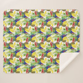 Couverture Sherpa Perroquets Et Fruits Tropicaux (Devant (Horizontal))