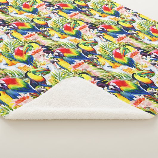 Couverture Sherpa Perroquets et palmettes (3/4)