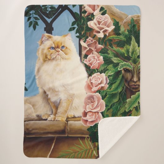 Couverture Sherpa Perse Chat Rose Dryad (Devant)