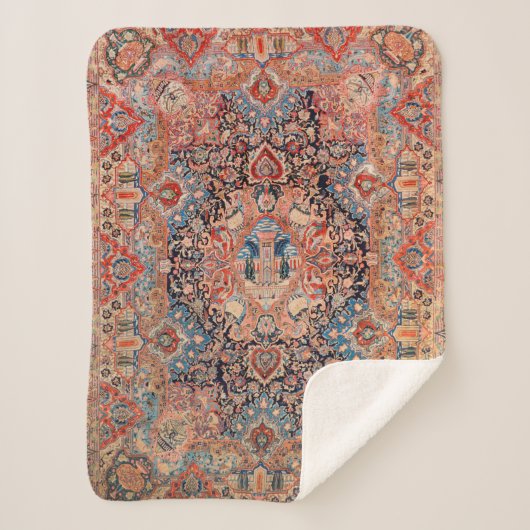 Couverture Sherpa Perse Moquette Rouge noir  (Devant)