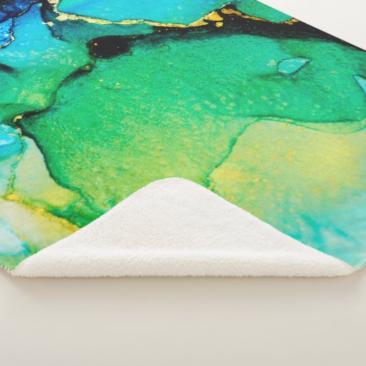 Couverture Sherpa PERSIAN BLUE, chartreuse green. Very beautiful art (3/4)