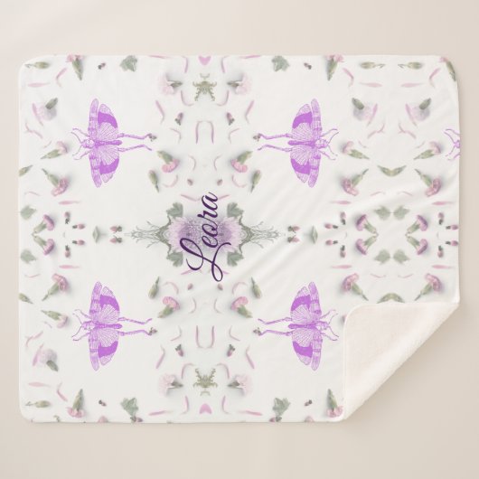 Couverture Sherpa Personalized Butterfly Name Blanket (Devant (Horizontal))