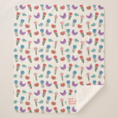 Couverture Sherpa Personalized Hand-Drawn Folk Art Floral Kids Blank (Devant)