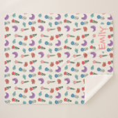 Couverture Sherpa Personalized Hand-Drawn Folk Art Floral Kids Blank (Devant (Horizontal))