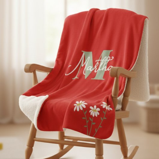 Couverture Sherpa Personalized Kids' Blanket with Initial and Daisi