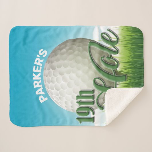 Couverture Sherpa PERSONALIZED NAME Golfer Golf Pro Ball 19th Hole (Devant (Horizontal))