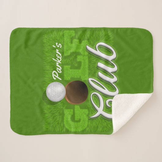 Couverture Sherpa Personalized NAME Golfer Green Golf Course Club (Devant (Horizontal))
