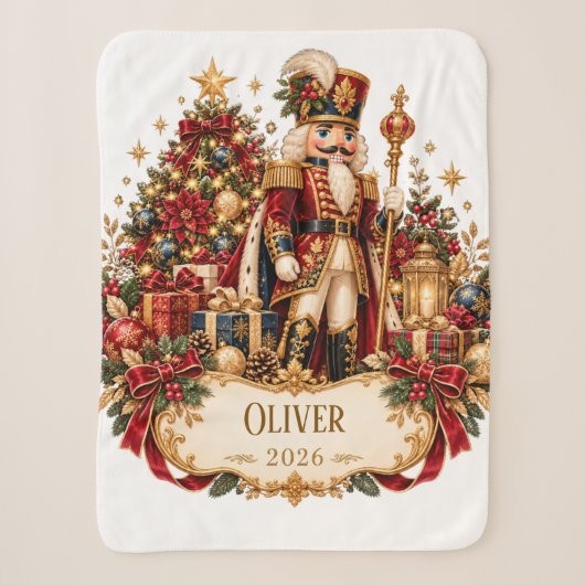 Couverture Sherpa Personalized Nutcracker Christmas Blanket with Nam (Devant)