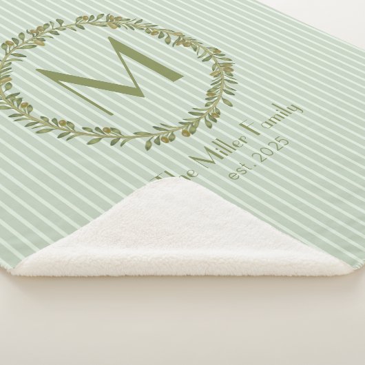 Couverture Sherpa Personalized Olive Wreath Monogram  (3/4)