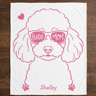 Couverture Sherpa Personalized Poodle Blanket for Dog Mom  Rose Pink