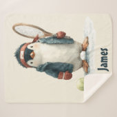 Couverture Sherpa Personalized Winter Penguin Tennis Kid (Devant (Horizontal))