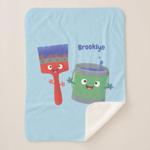Couverture Sherpa Personnages de peinture et de pinceau mignons