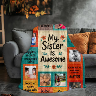 Couverture Sherpa Personnalisable Photo Soeur Blanche