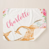 Couverture Sherpa Personnalisation de la fille florale de la Girafe (Devant (Horizontal))