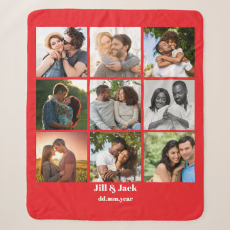 Couverture Sherpa Personnalisé 9 Photo Collage Modèle pour couples