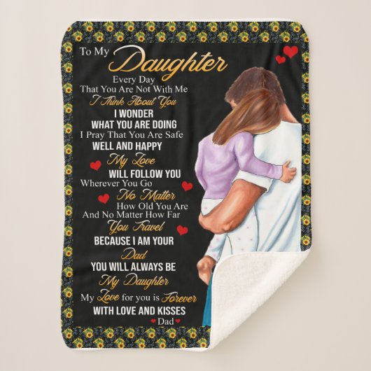 Couverture Sherpa Personnalisé À Ma Fille Blanket, (Devant)