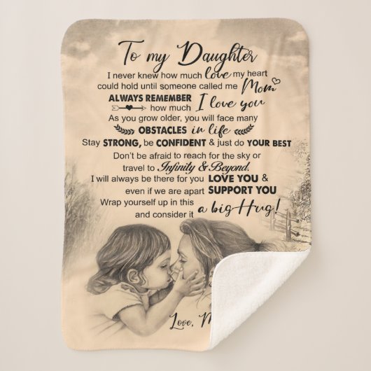 Couverture Sherpa Personnalisé À Ma Fille, L'Amour De Maman Blanket (Devant)