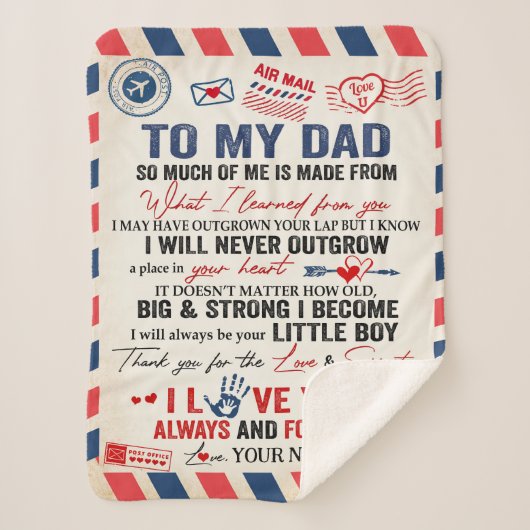 Couverture Sherpa Personnalisé À Mon Papa Blanche De Son Air Mail (Devant)