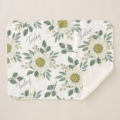 Couverture Sherpa Personnalisé, Baby shower, Floral, Fleur sauvage (Devant (Horizontal))
